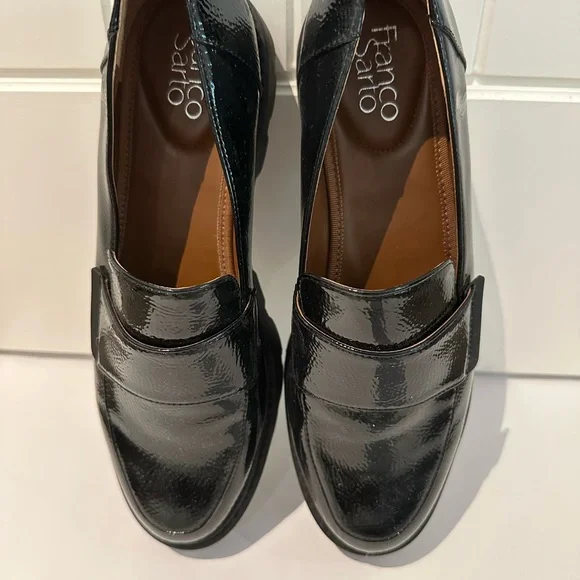 Franco Sarto Black Chunky Platform Loafers - Picture 3 of 4